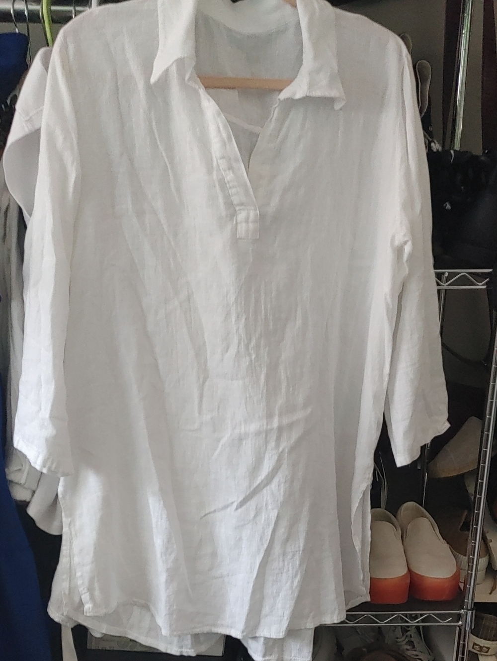Classic White Linen  Tunic Shirt
